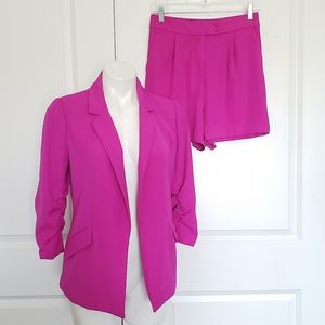 Skies Are Blue Fuchsia Women's Blazer Shorts Set - Size Small